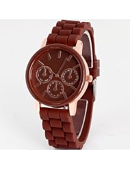 HACBIWA Women Girls Ladies Silicone Brown Color Jelly Wrist Watch