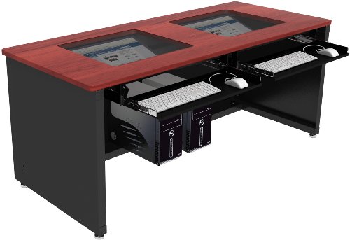 Downview Classroom Desk - Black Frame, Cherry Surface