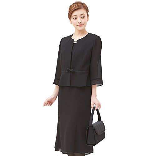 【B-GALLERY】ウオッシャブル対応　スーツ風サマーフォーマルワンピース[ブラック ](110522435) [夏物 フォーマル ワンピ 葬儀 洗える 洗濯機 ショップチャネル]