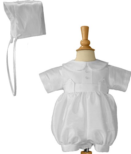Boys Poly-Shantung Christening Baptism Romper