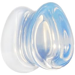 00 Gauge Concave Pear Moonstone Natural Stone Plug