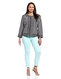 Jones New York Womens Plus-Size Mixed Media Open Jacket
