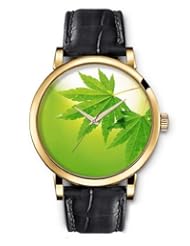 SPRAWL Aanalog Fashion Series Gold Ladies Watches of Genuine Black Leather Strap,Unique Wrist Watch for Women Girls Designed with Green maple leaves