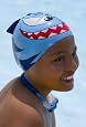 Fashy BLUE Shark Children`s Silicone Swim Cap - Made in Germany