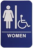 Women Restroom Sign Blue/White - ADA Compliant