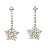 White Crystal Snowflake Dangle Earrings by Margot Townsend