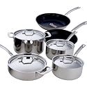 Cookware 10-Piece Set Commerical 5-Ply 18/10 Stainless w/ Cool Handles (95077) by MIU France