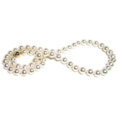 HinsonGayle Handpicked Premium AAA 8.0-8.5mm White Cultured Pearl Necklace (14K Yellow Gold )