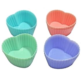Heart Cupcake Cups, 12 Pack of Silicone Baking Cups, for Cupcakes and Muffins