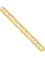 7.0 mm Solid 14K Yellow Gold High Polish Classic Mariner Link Chain Necklace - 30" inches