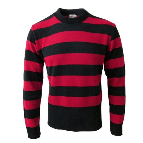 New Black &amp; Red Stripe Menace Jumper/Knitwear By 45RPM Size XXL