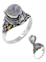 Sterling Silver Round Rainbow Moonstone Poison Locket Box Ring(Sizes 4,5,6,7,8)