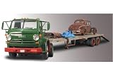 Lindberg 1:25 scale 1969 Dodge L-700 Tilt Cab, Trailer and 1940 Ford Coupe