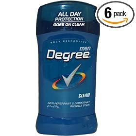 Degree Men's Body Responsive Antiperspirant & Deodorant, Invisible Stick, Clean, 2.70-Ounce, (Pack of 6)