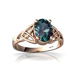 14k Rose Gold Oval Created Alexandrite Celtic Trinity Ring