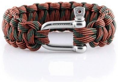 1Pc Retail 550 Paracord Bracelet Paracord Stainless Steel Buckle Bracelet Outdoor Camping Survival Kits Bangle - Red Camouflage
