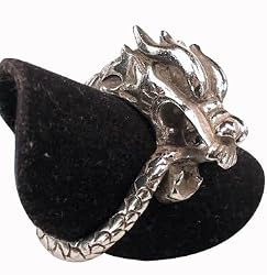 Detailed Dramatic Dragon Tail Pewter Ring