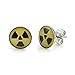 Trendy Stainless Steel Nuclear Symbol Stud Earrings for Men (Black Yellow)