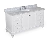 Bella 60 Bathroom Carrera top Vanity, Includes Cabinet with Carrera Marble Countertop, Ceramic Sink, and Chrome Faucet