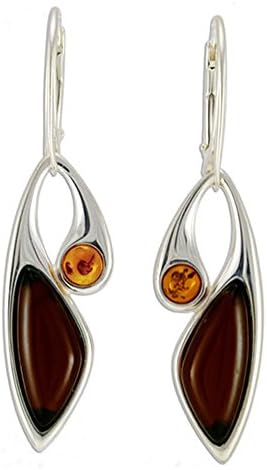 Silver Amber Earrings, Honey,Cherry, Baltic Amber-Droplet Earrings