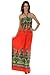 Sakkas Paisley Graphic Print Beaded Halter Smocked Bodice Maxi Dress
