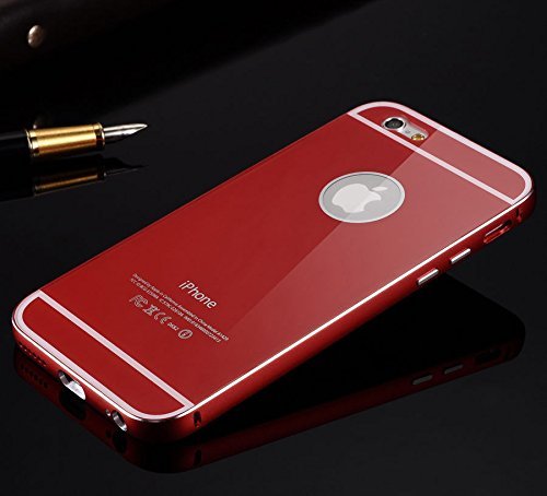 iPhone 6 Case, Maxbomi - RED Aluminum Metal Bumper Frame Slim Fit Protective Skin & Acrylic Back r Protection Cover Cases Shockproof for iPhone 6 (4.7 inch)