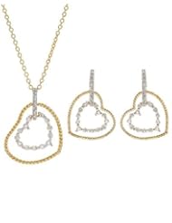 Gold Plated Silver Cubic Zirconias Heart Women Jewelry Set. Length 25 in. Total Item weight 3.8 g.