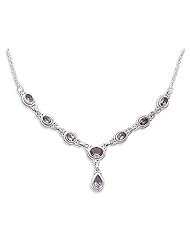 Sterling Silver 15.5 + 1.5 Inch (adjustable) Oval/Pear Shape Amethyst Necklace
