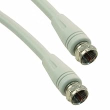 TPI F Series PVC Jacketed RG-6 Coaxial Cable Assembly with Screw-On F-Type Connectors, 73 Ohms, 15' Length, White
