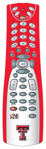 One For All 4 Device Universal Remote Control with Texas Tech Logo and Colors