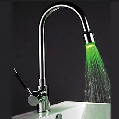 Chrome Finish 3 Colors Temperature-sensitive LED Kitchen Faucet