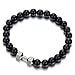 Mens Boys 8MM Black Onyx Bead Bracelet with Barbell Dumbbell, Prayer Mala