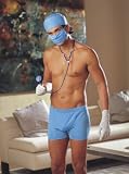 Dreamgirl Playing Doctors - Short with matching surgeon's mask, cap, stethoscope and rubber gloves.