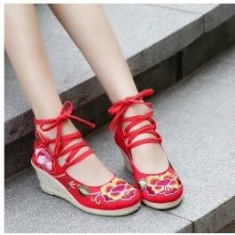 Red embroidered Chinese style charm embroidered national wind wedges waterproof high-heeled shoes women shoes 39 yards