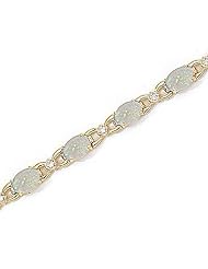 14kt Yellow Gold Oval Opal and Diamond Bracelet