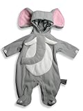 Duck Duck Goose - Newborn Unisex Holloween Pram, Elephant Hooded, Footed, Halloween Fleece Costume, Grey, White, Pink