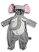 Duck Duck Goose - Newborn Unisex Holloween Pram, Elephant Hooded, Footed, Halloween Fleece Costume, Grey, White, Pink