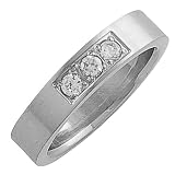 Glamorous Clear Cubic Zirconia Stainless Steel Ring Sz 6