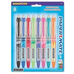 Paper Mate Liquid Flair Marker Pen Medium Top Felt Porous Pens (8 Colored Pens) 28503