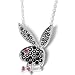Officially Licensed PLAYBOY RABBIT Silver Plated BLACK Pink Eye Necklace