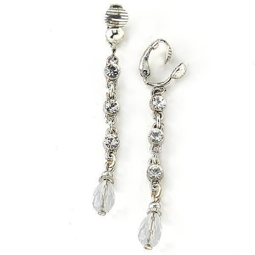Bella Crystal Linear Drop Clip Earrings