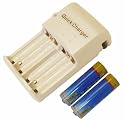 Compact Ultra Fast Battery Charger with Two 2200mAh AA Rechargeable Batteries