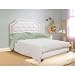 Savannah Queen Size White Bonded Leather Tufted Bed with Nailhead Accents