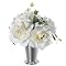 White Floral Arrangement in Silver Pot