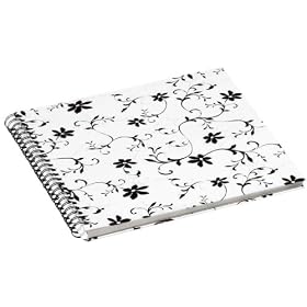 Aulfes - Album photo � spirale, motif: "Black & White Flowers"50 pages, couverture mat blanche lamin�e avec du vernis noirbrillant, dimensions: (L)250 x (P)25 x (