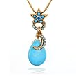 Amaro Necklace - Moon and Star Amulet in Gold and Turquoise Tones #12930 AMK ONK