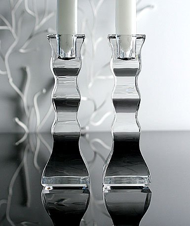 Orrefors Cruise Candlesticks (Pair) 6 1/8in