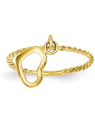 14k Open Heart Dangle Twisted Band Baby Ring