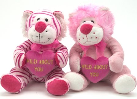 Childrens Toyshop  Toys : Wild Tiger/Lion 10" Holding Love Heart (145154) MTGL 2 per pack