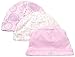 Calvin Klein Baby-Girls Newborn 3 Pack Caps Pink and Gray